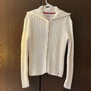 Tommy Hilfiger long sleeved white knit sweater. Size Large.